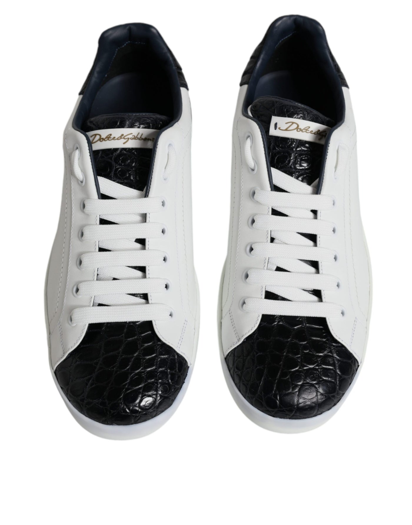 Dolce &amp; Gabbana witte leren Portofino-sneaker met logo
