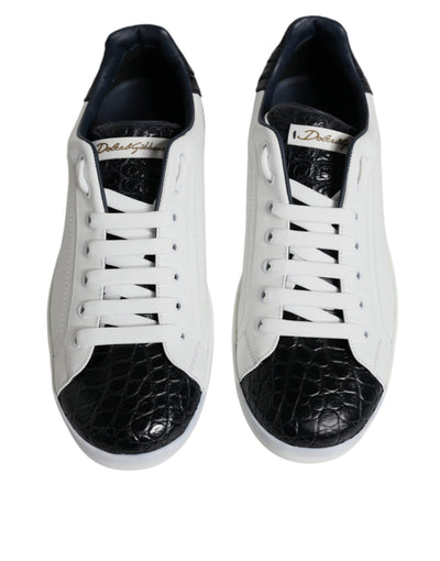 Dolce &amp; Gabbana witte leren Portofino-sneaker met logo
