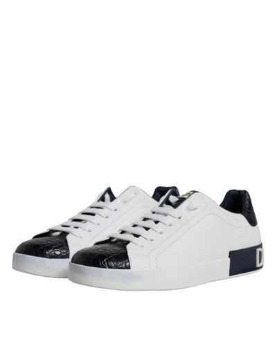 Dolce &amp; Gabbana witte leren Portofino-sneaker met logo