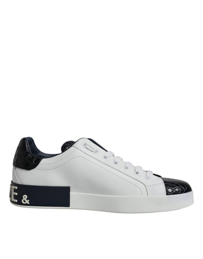 Dolce &amp; Gabbana witte leren Portofino-sneaker met logo