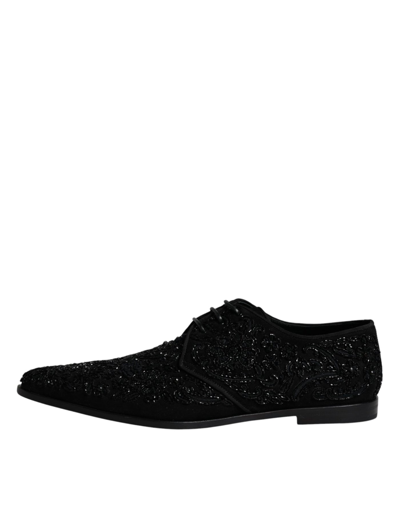 Dolce &amp; Gabbana Zwarte Versierde Suède Derby Formele Schoenen