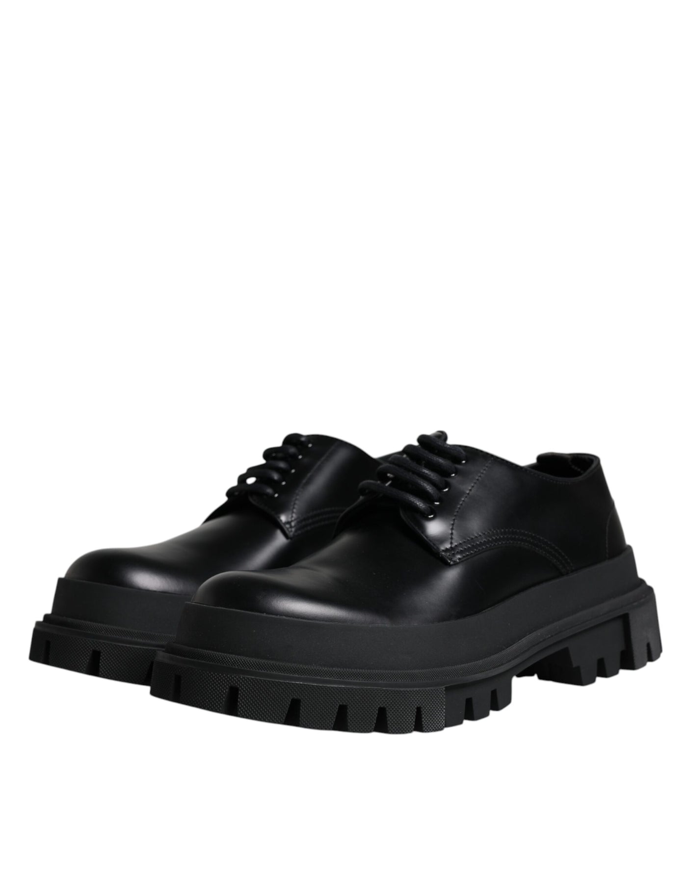 Dolce &amp; Gabbana zwarte leren veterschoenen voor trekking