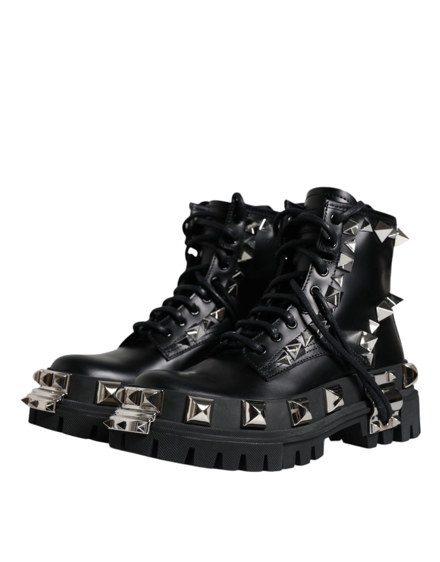 Chaussures de randonnée cloutées en cuir noir Dolce &amp; Gabbana