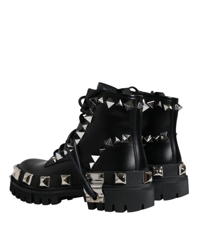 Chaussures de randonnée cloutées en cuir noir Dolce &amp; Gabbana