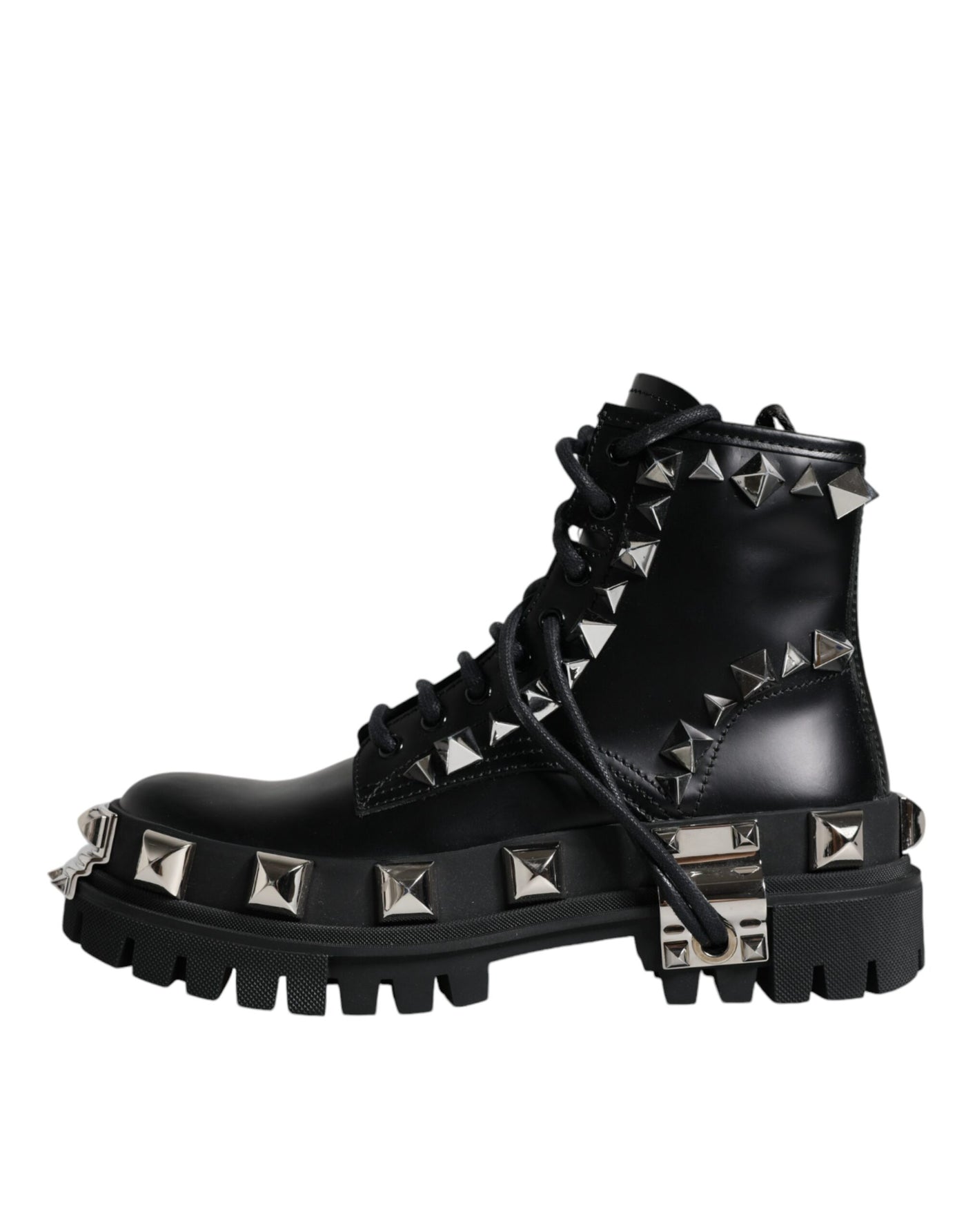 Chaussures de randonnée cloutées en cuir noir Dolce &amp; Gabbana