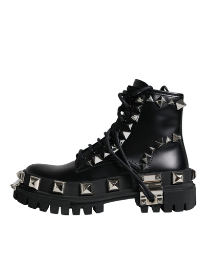 Chaussures de randonnée cloutées en cuir noir Dolce &amp; Gabbana