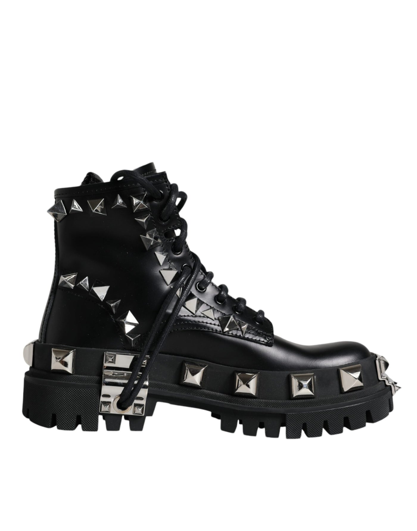 Chaussures de randonnée cloutées en cuir noir Dolce &amp; Gabbana