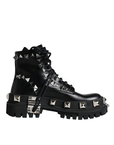 Chaussures de randonnée cloutées en cuir noir Dolce &amp; Gabbana