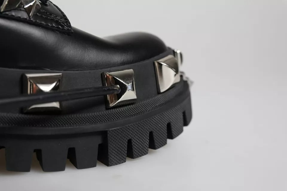 Chaussures de randonnée cloutées en cuir noir Dolce &amp; Gabbana