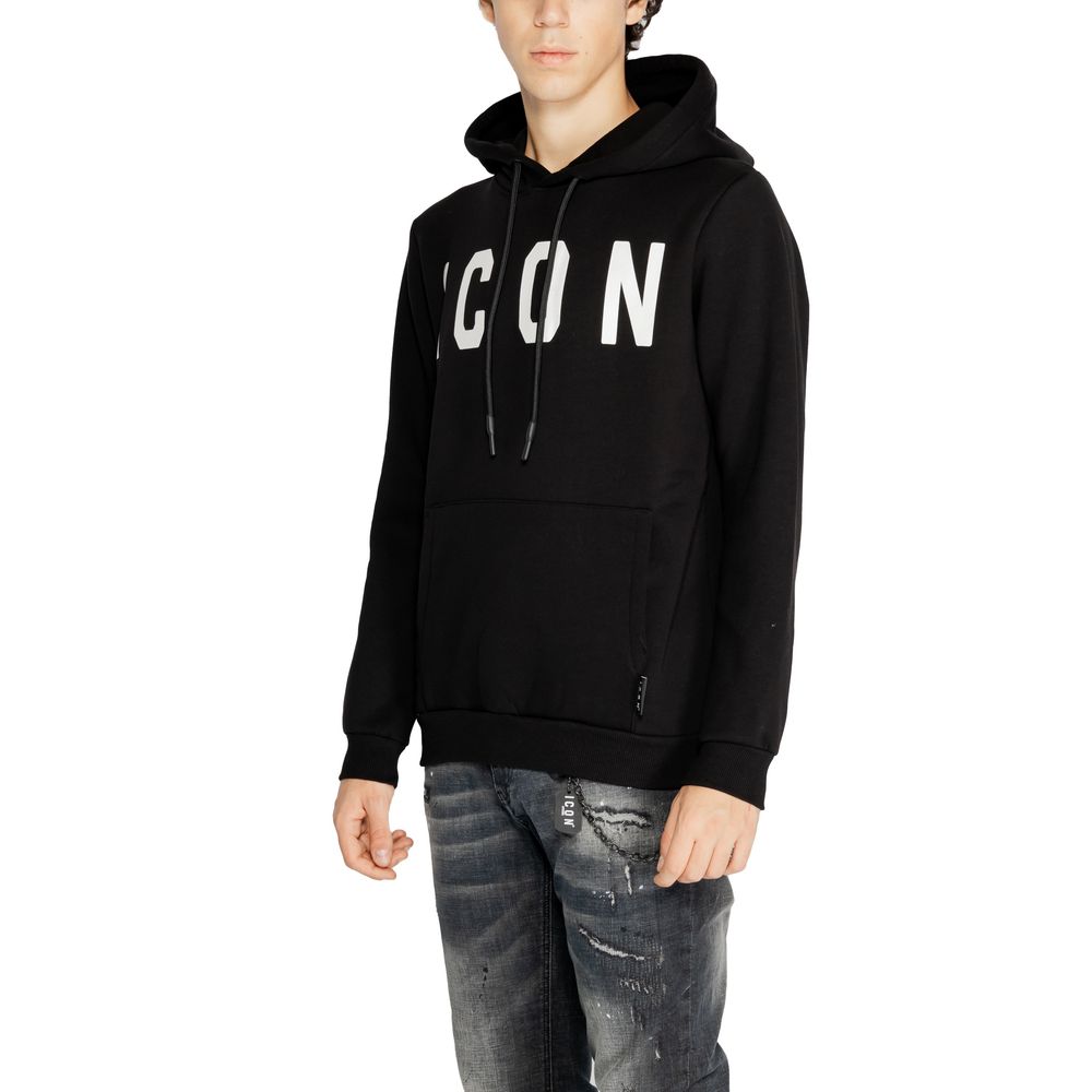 Sweat à capuche en coton noir et blanc Icon