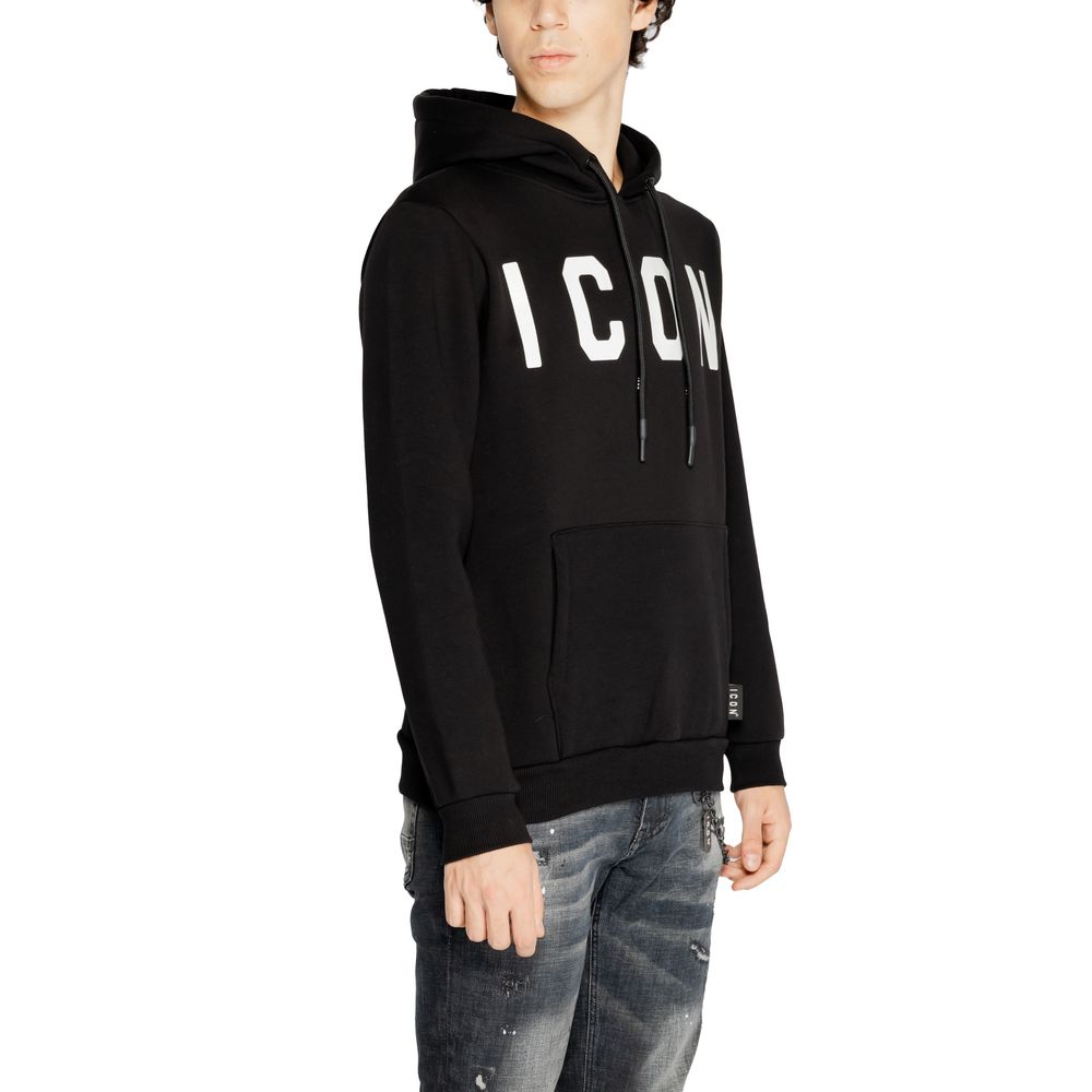 Sweat à capuche en coton noir et blanc Icon