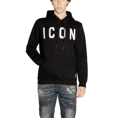 Sweat à capuche en coton noir et blanc Icon