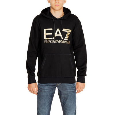 Sweat à capuche en coton noir EA7 Emporio Armani