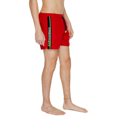 EA7 Emporio Armani Red Polyester Swim Short