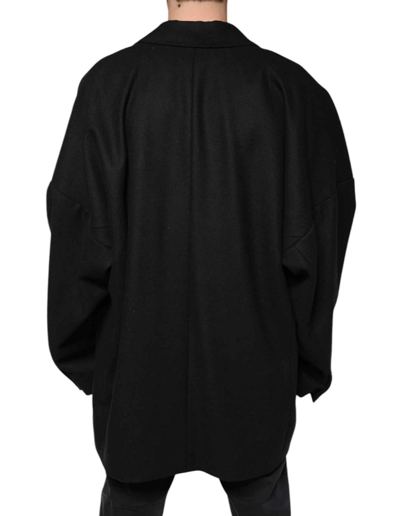 Dolce &amp; Gabbana Manteau croisé en laine noire pour homme