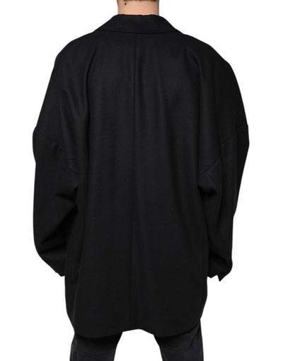 Dolce &amp; Gabbana Manteau croisé en laine noire pour homme