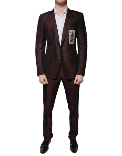 Costume habillé 2 pièces Dolce &amp; Gabbana Maroon Deck Card Crown