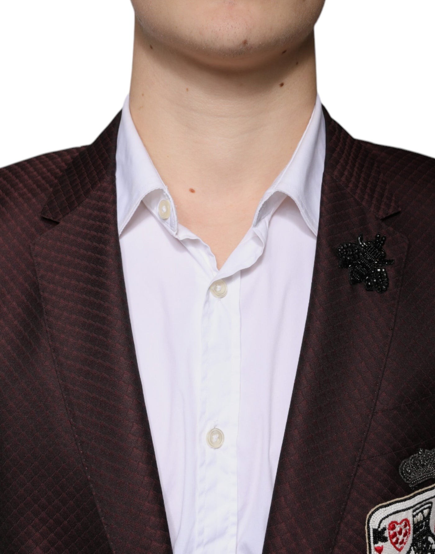 Costume habillé 2 pièces Dolce &amp; Gabbana Maroon Deck Card Crown