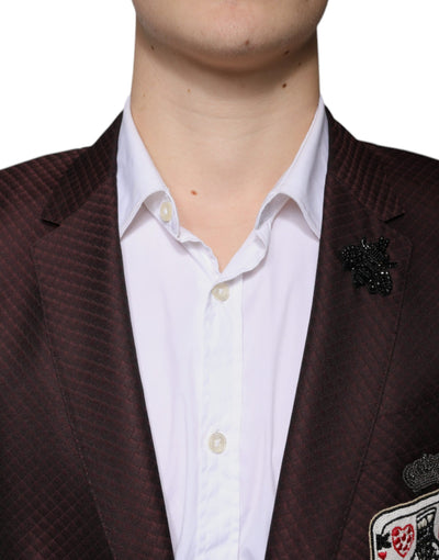 Costume habillé 2 pièces Dolce &amp; Gabbana Maroon Deck Card Crown
