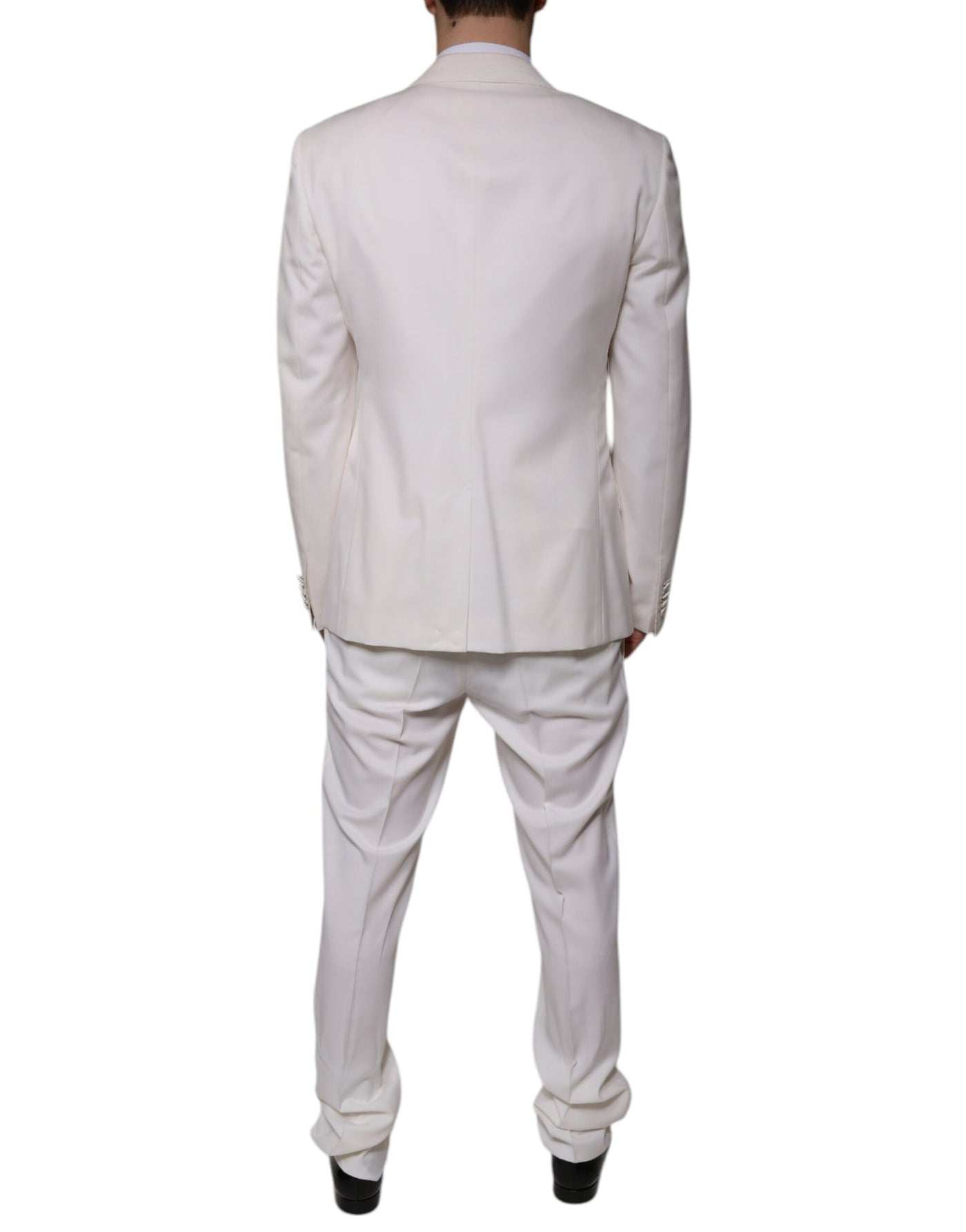 Costume 3 pièces slim fit en laine et soie blanche Dolce &amp; Gabbana