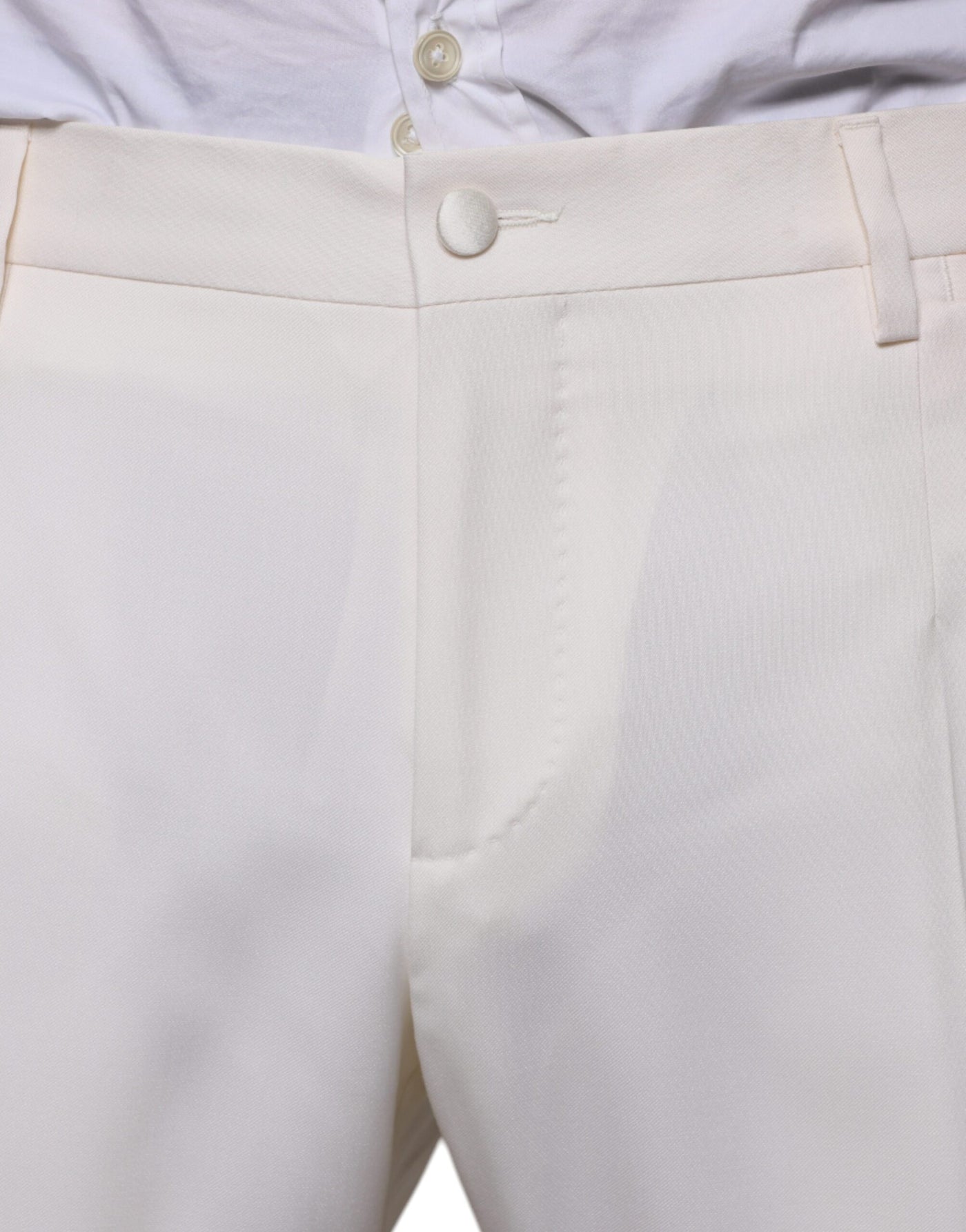 Costume 3 pièces slim fit en laine et soie blanche Dolce &amp; Gabbana