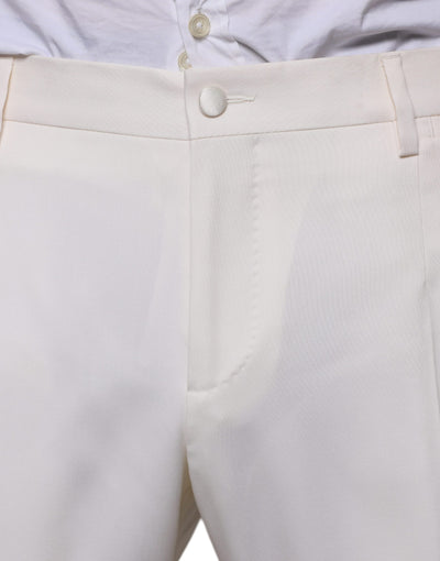 Costume 3 pièces slim fit en laine et soie blanche Dolce &amp; Gabbana
