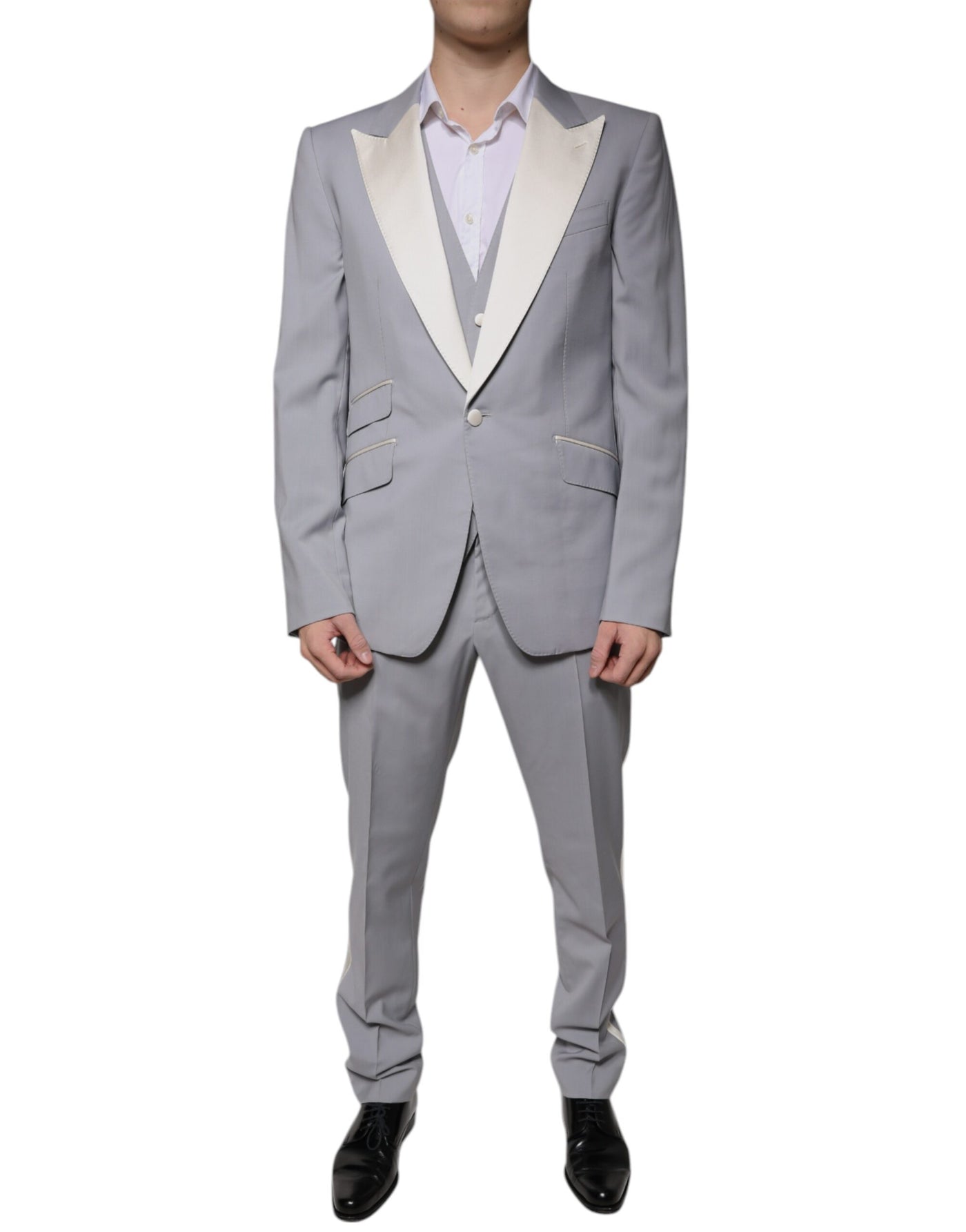 Costume 3 pièces slim fit en laine grise Dolce &amp; Gabbana