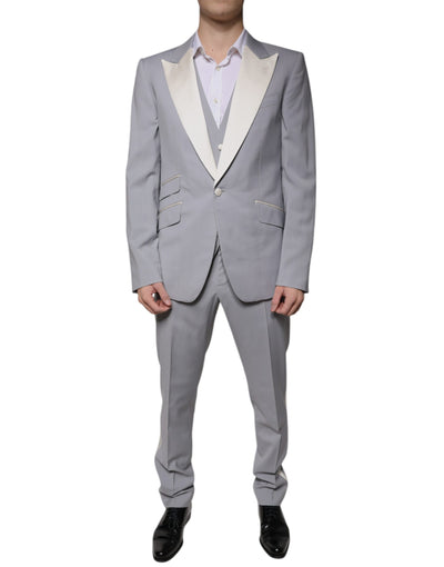 Costume 3 pièces slim fit en laine grise Dolce &amp; Gabbana