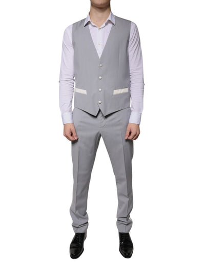 Costume 3 pièces slim fit en laine grise Dolce &amp; Gabbana