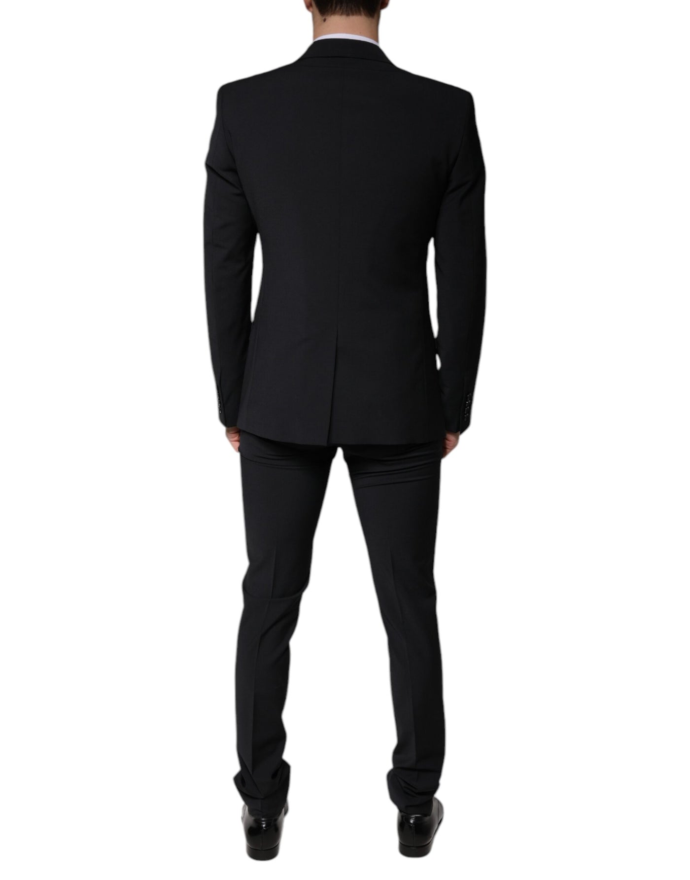 Costume 3 pièces slim fit en laine noire Dolce &amp; Gabbana pour homme