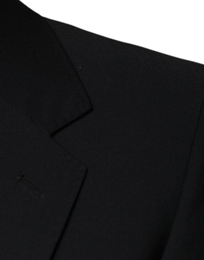 Costume 3 pièces slim fit en laine noire Dolce &amp; Gabbana pour homme