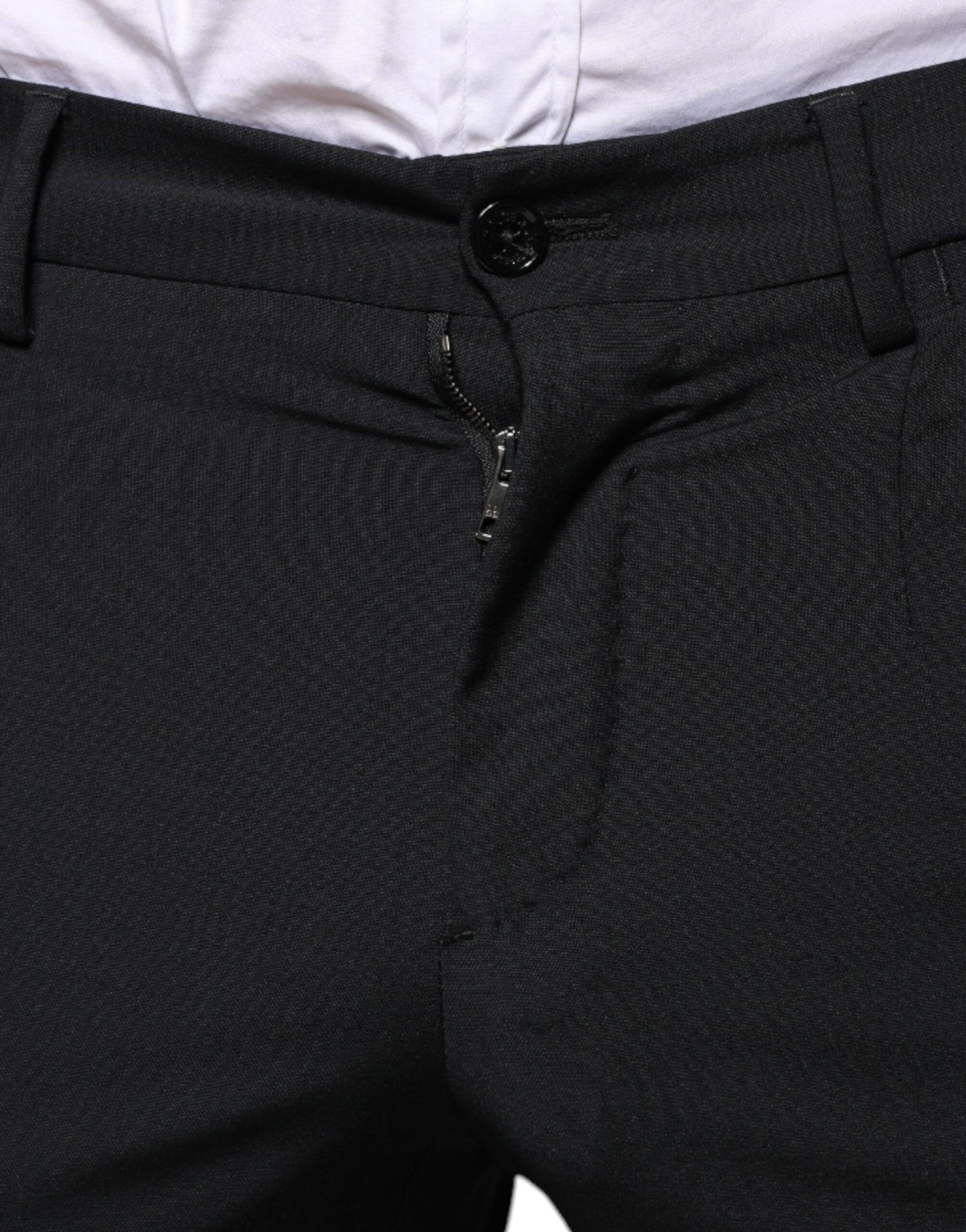 Costume 3 pièces slim fit en laine noire Dolce &amp; Gabbana pour homme