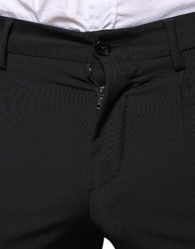 Costume 3 pièces slim fit en laine noire Dolce &amp; Gabbana pour homme