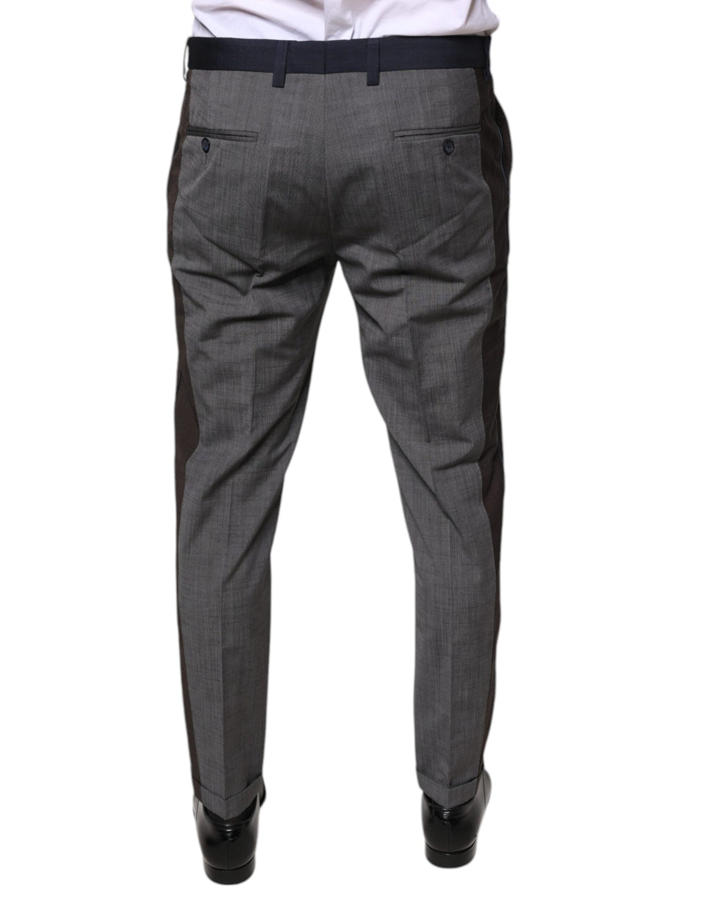Pantalon habillé en coton et laine noir Dolce &amp; Gabbana