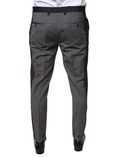 Pantalon habillé en coton et laine noir Dolce &amp; Gabbana