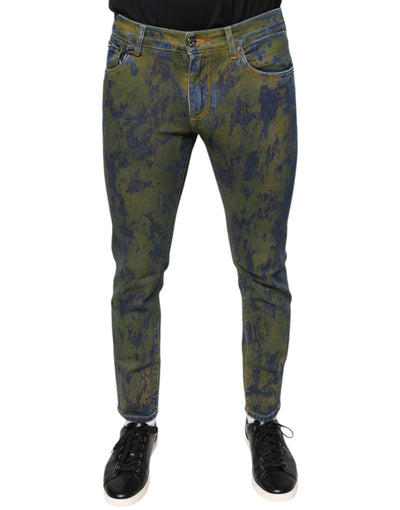 Dolce &amp; Gabbana Blue Cotton Dye Slim Fit Heren Denim Jeans