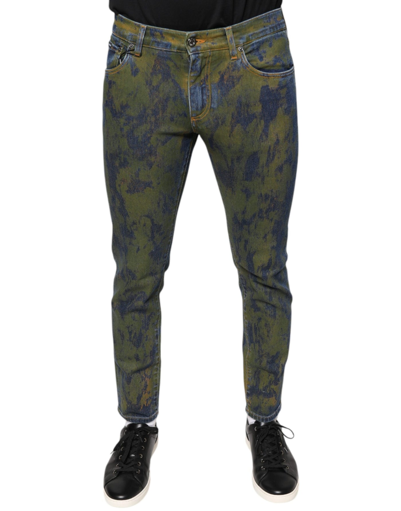 Dolce &amp; Gabbana Blue Cotton Dye Slim Fit Heren Denim Jeans