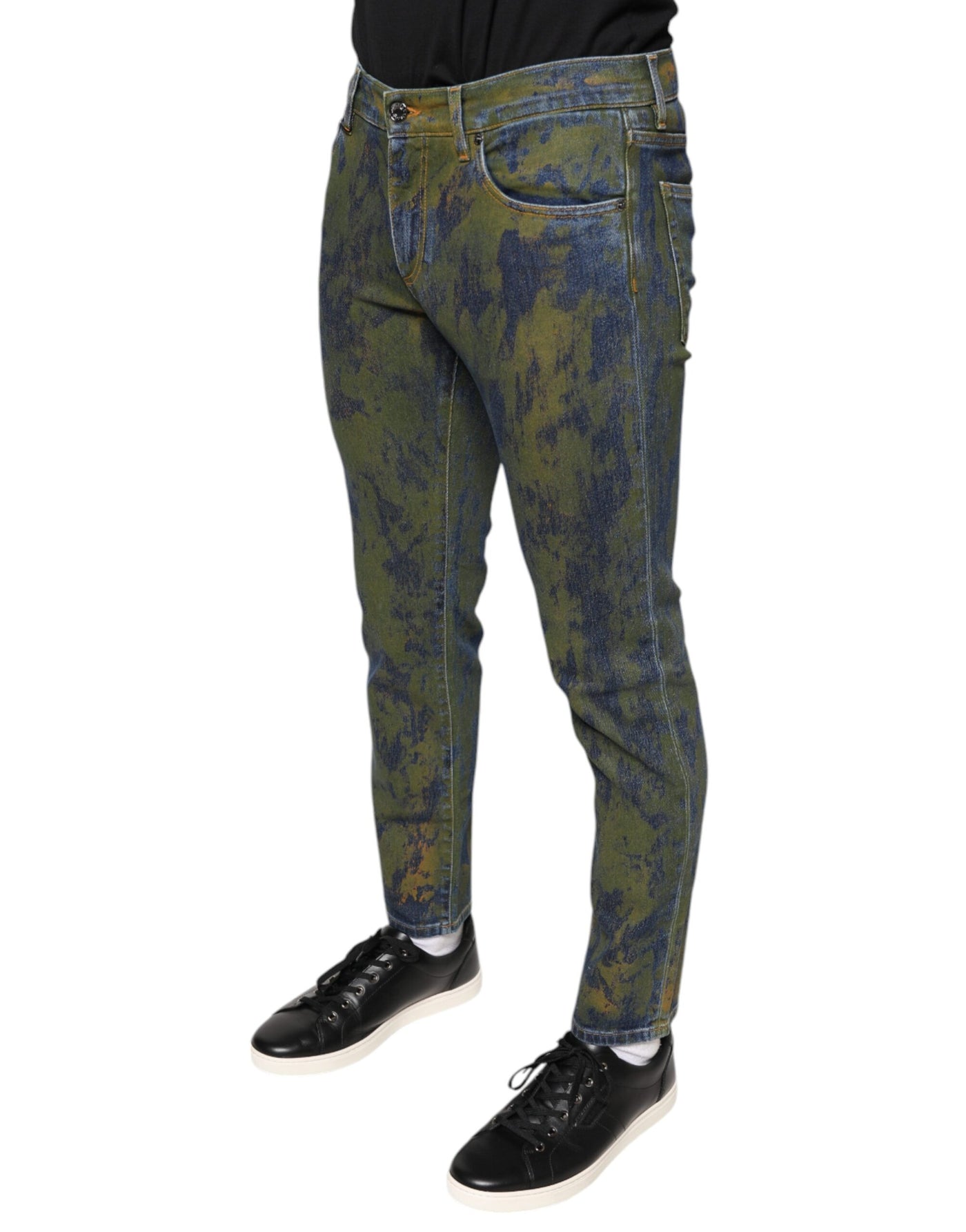 Dolce &amp; Gabbana Blue Cotton Dye Slim Fit Heren Denim Jeans