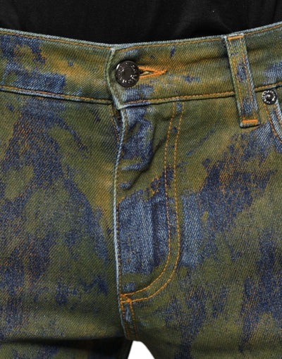 Dolce &amp; Gabbana Blue Cotton Dye Slim Fit Heren Denim Jeans