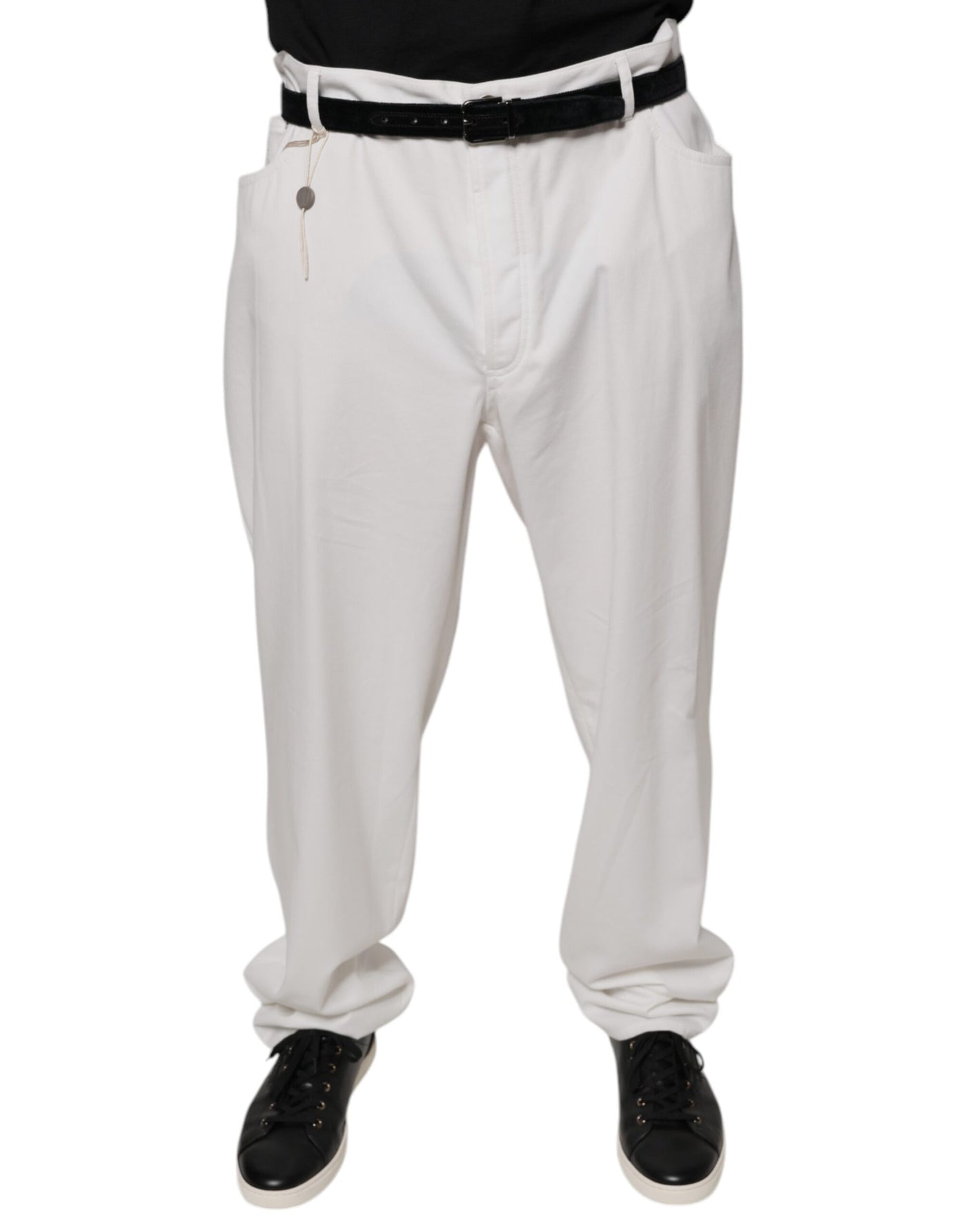 Brunello Cucinelli Witte Katoenen Herenkleding Broek met Toelopende Pijpen