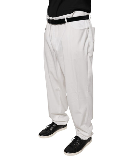 Brunello Cucinelli Witte Katoenen Herenkleding Broek met Toelopende Pijpen
