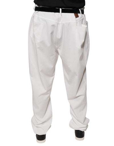 Brunello Cucinelli Witte Katoenen Herenkleding Broek met Toelopende Pijpen