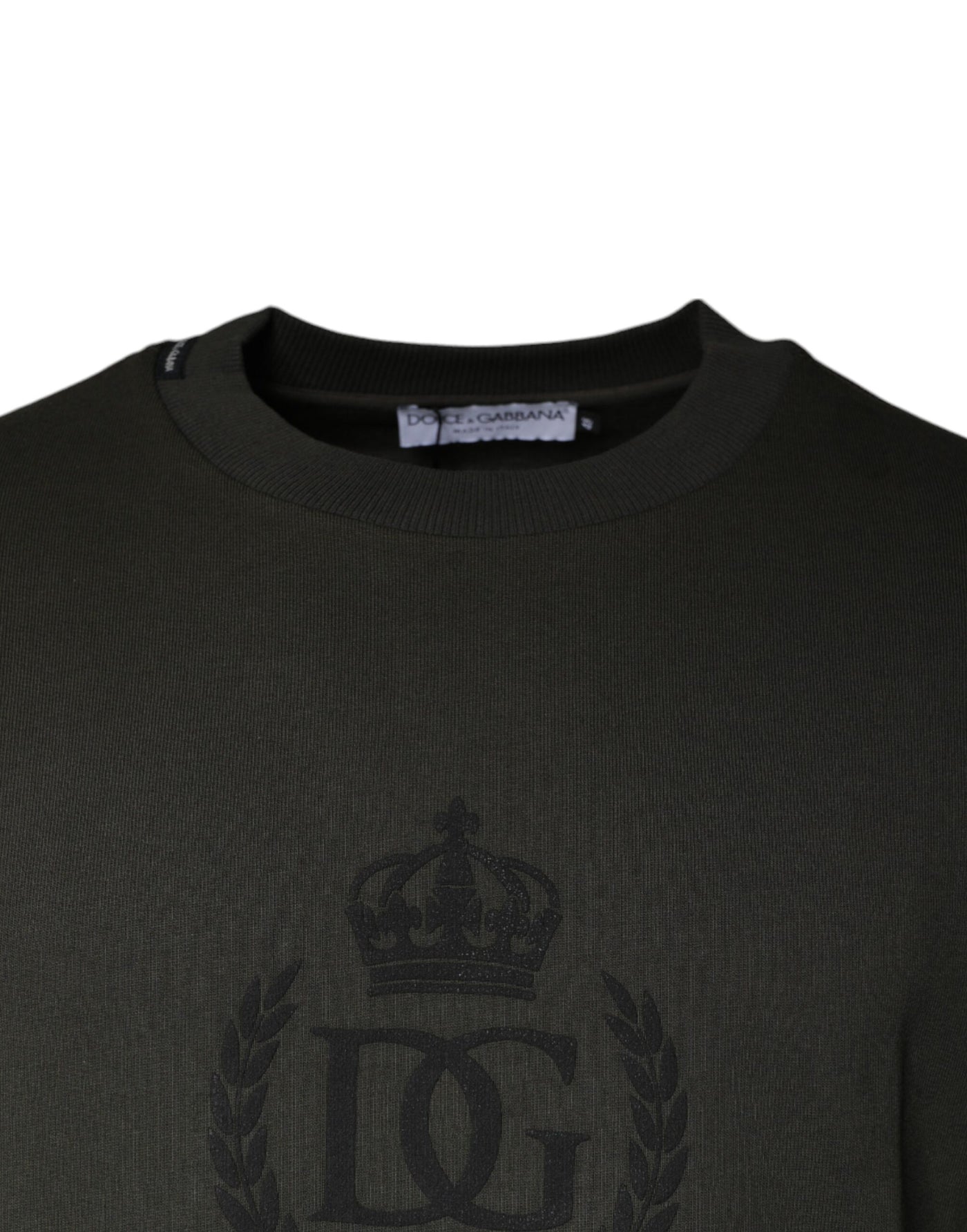 Dolce &amp; Gabbana Army Green Crown Cotton Sweatshirt Trui