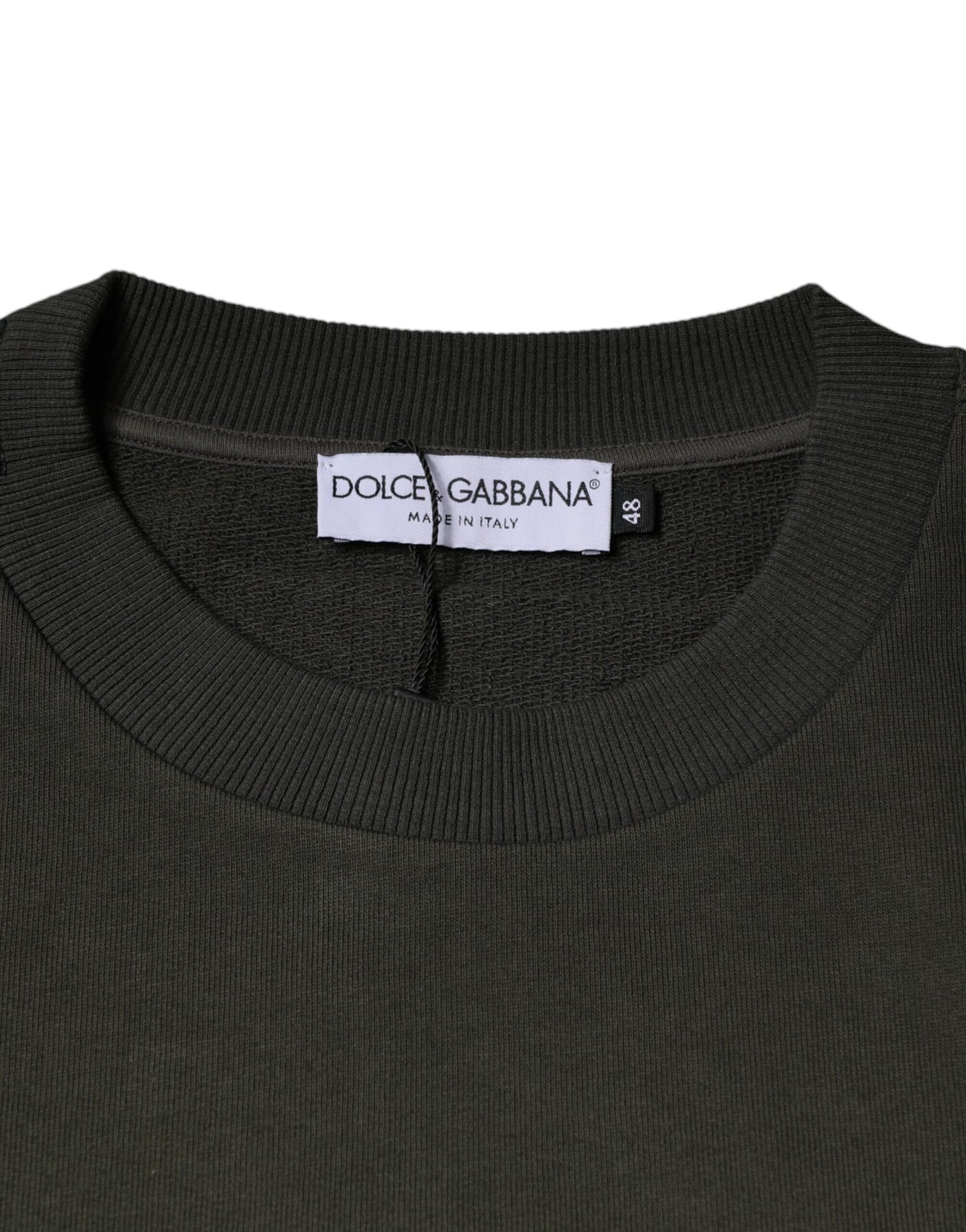 Dolce &amp; Gabbana Army Green Crown Cotton Sweatshirt Trui