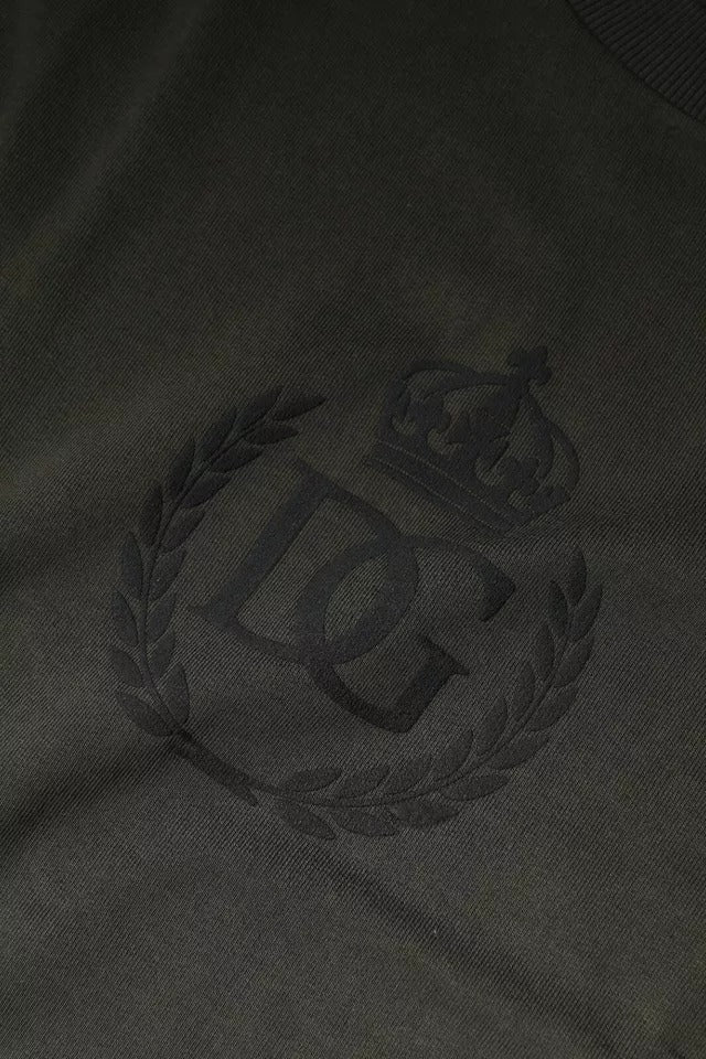 Dolce &amp; Gabbana Army Green Crown Cotton Sweatshirt Trui