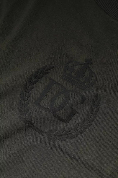 Dolce &amp; Gabbana Army Green Crown Cotton Sweatshirt Trui