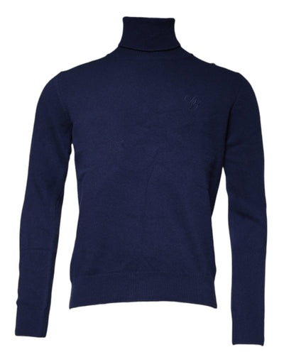 Pull à col roulé en laine bleue Dolce &amp; Gabbana