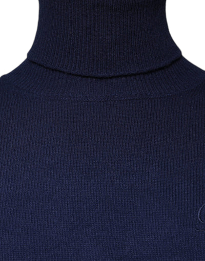 Pull à col roulé en laine bleue Dolce &amp; Gabbana