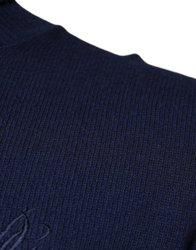 Pull à col roulé en laine bleue Dolce &amp; Gabbana