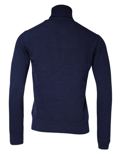 Pull à col roulé en laine bleue Dolce &amp; Gabbana
